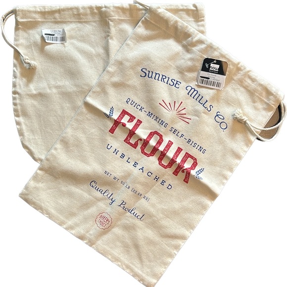 bread bag & nut milk bag-11”x 17” & 13” x 12” cotton muslin drawstring bags-NWT - Picture 1 of 14